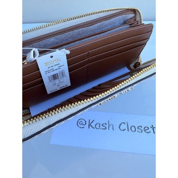 Michael Kors continental wristlet travel large MK signature wallet vanilla - Picture 5 of 5